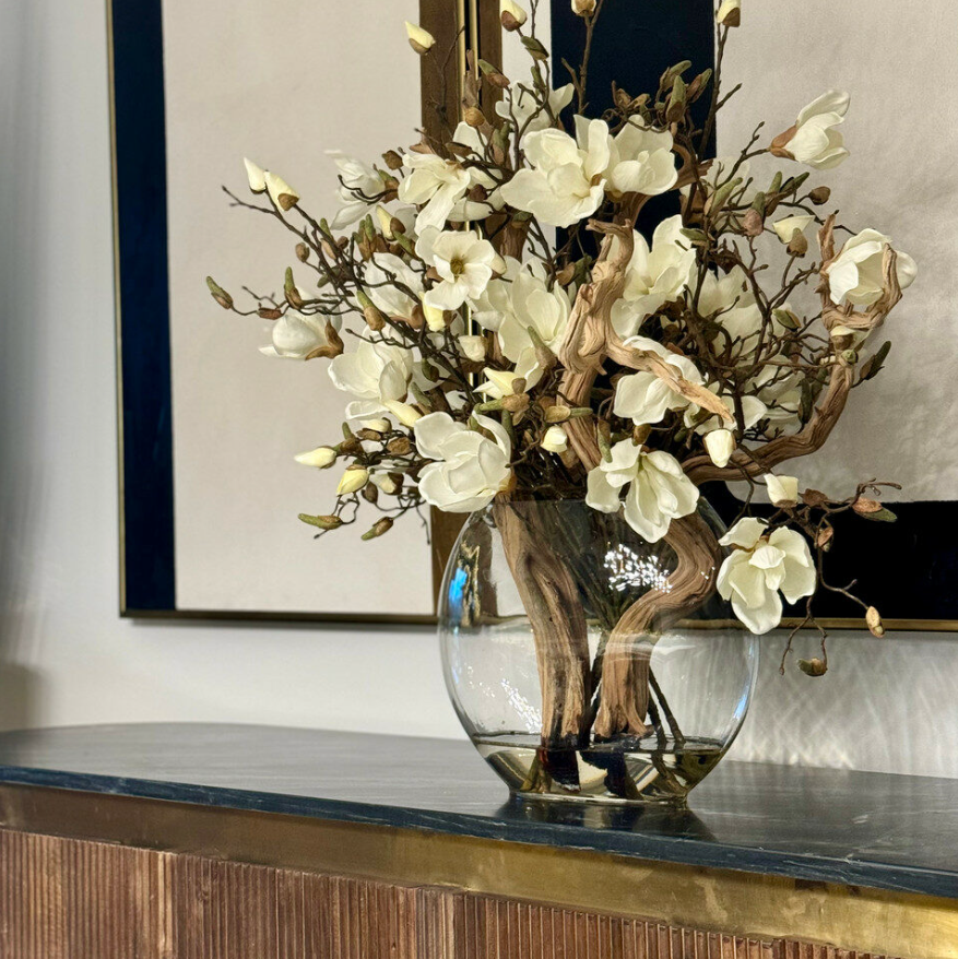 Moon Vase with Magnolias