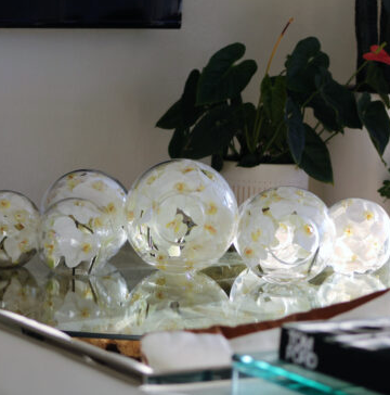 Crosswinds Glass Vase with White Orchids