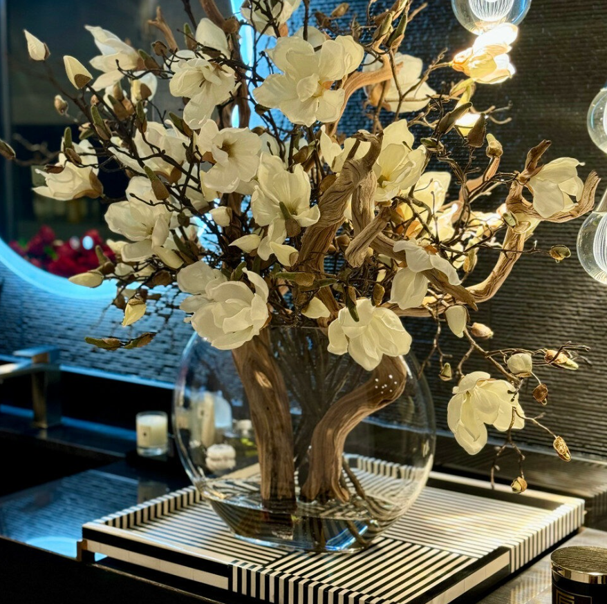 Moon Vase with Magnolias