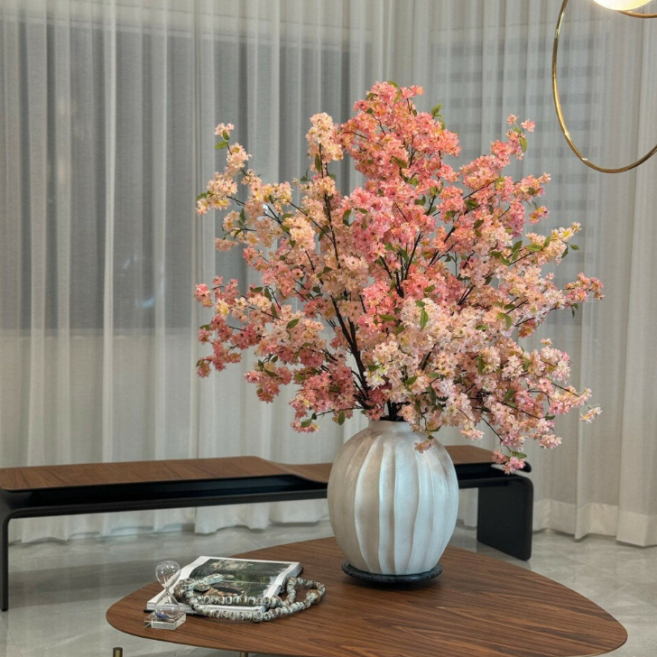 Astoria Pot with Pink Cherry Blossom Flowers