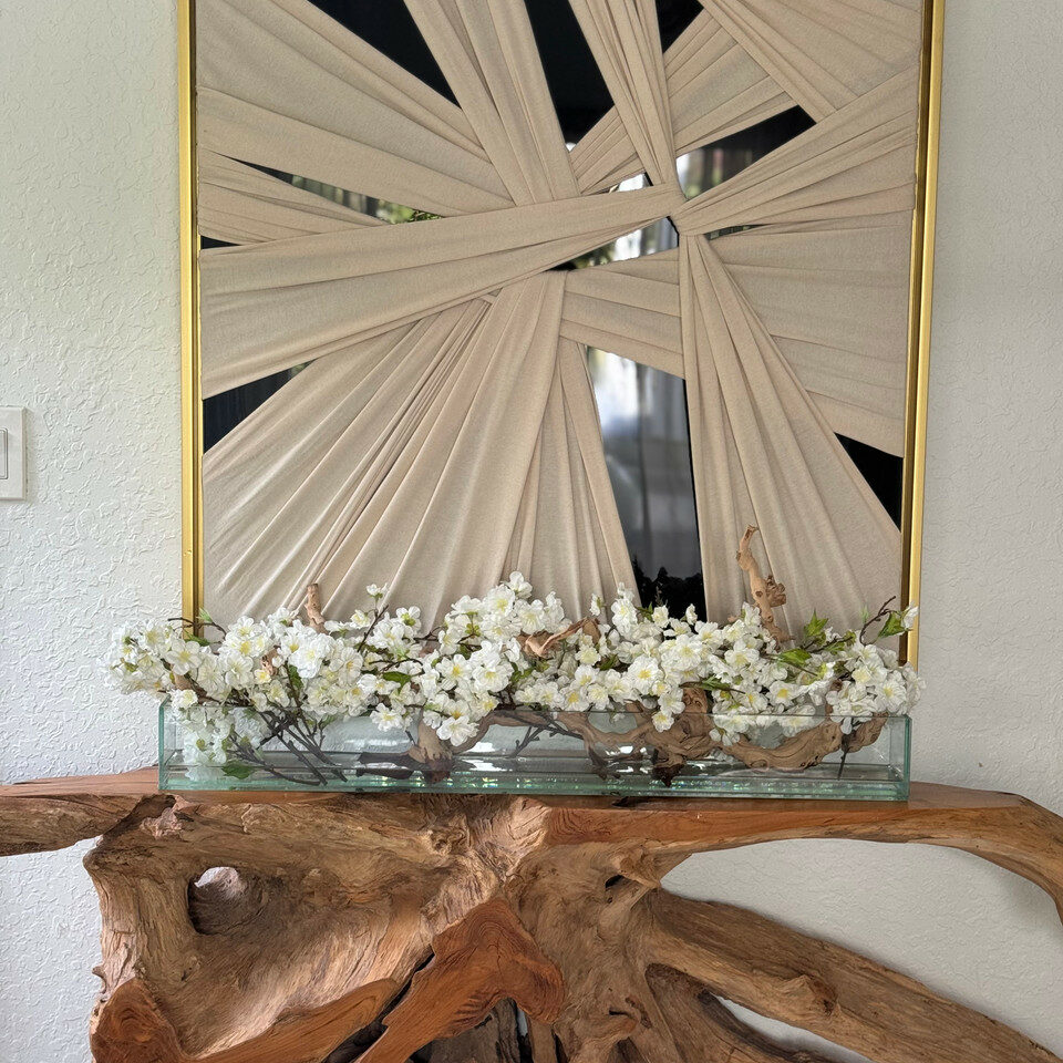 Casa Moderna Glass Planter with Cherry Blossoms