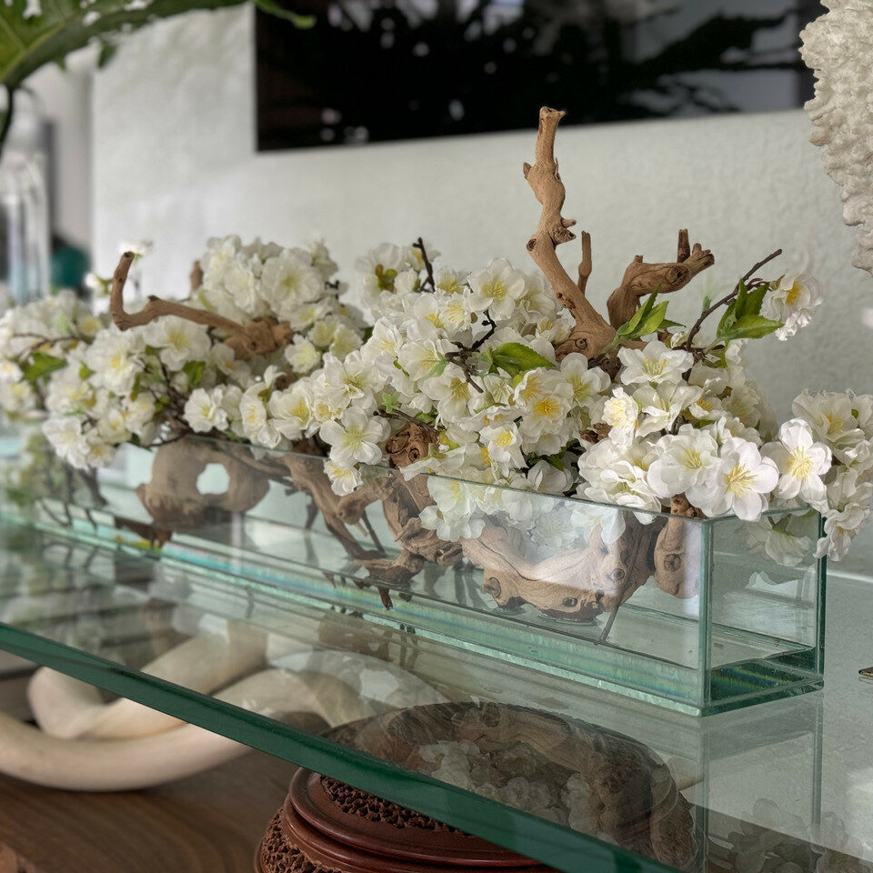 Casa Moderna Glass Planter with Cherry Blossoms