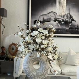 Large Eternity Vase with Magnolias and Driftwood