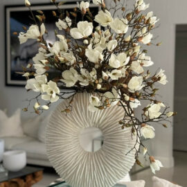Large Eternity Vase with Magnolias and Driftwood