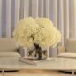 White Hydrangea Bouquet in clear glass cylinder vase